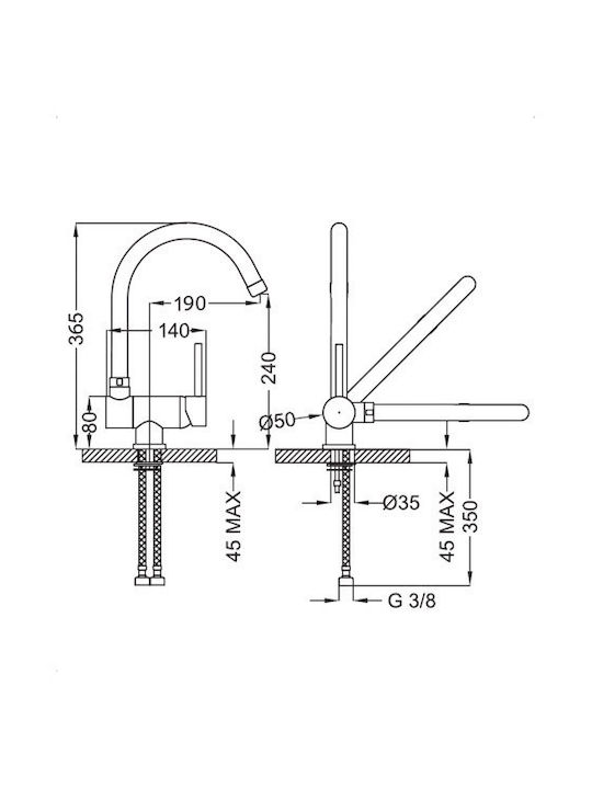 Ottone Meloda Counter U-Shaped Silver 06590