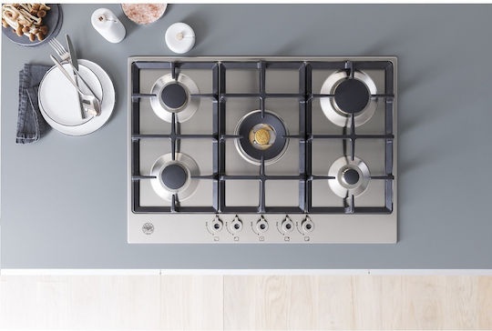 Bertazzoni Natural Gas Autonomous Inox Cooktop 75.2x52.2cm Silver