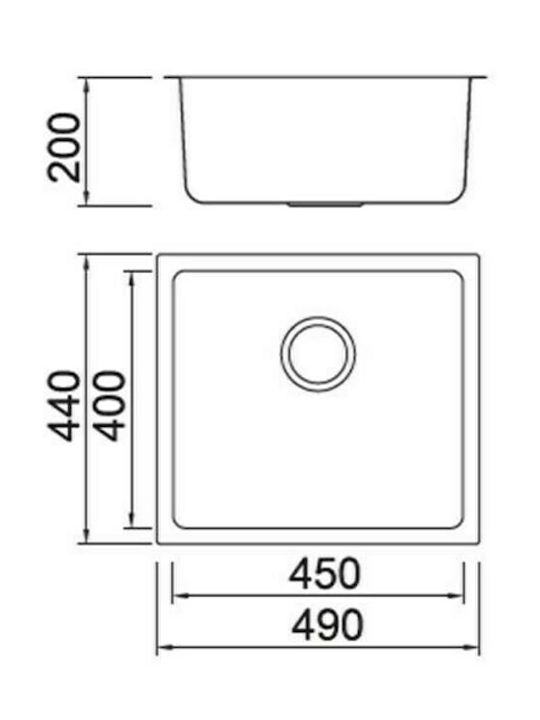 Karag BL 794 BL794 Undermount Sink Inox Satin W49xD44cm Silver