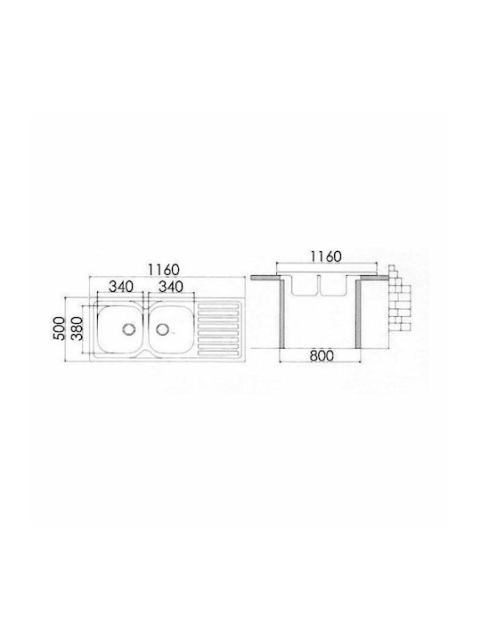 Excel Estia 720CM2000 Ένθετος Νεροχύτης Inox Σατινέ Μ116xΠ50cm Ασημί