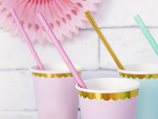 PartyDeco Καλαμάκια Χάρτινα Ροζ Light Pink 10τμχ