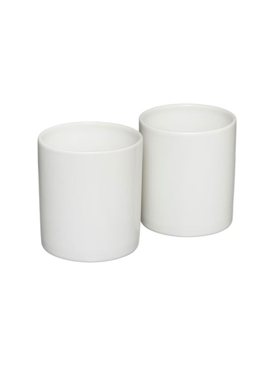 Vase Sugar / Brown with Lid Ceramic with Stand In White Colour 2pcs