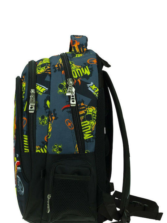 No Fear School Backpack for Elementary Multicolour with Water Bottle Holder 30 Litre