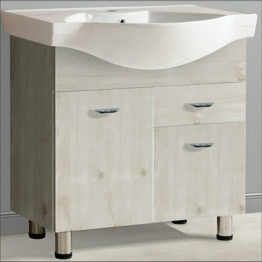 Gloria Long Life 70 Waschtisch mit Waschbecken & Spiegel mit Licht L70xB46xH82cm Beige