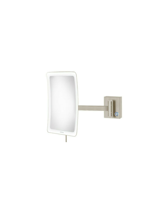 Sanco Vergrößerung Rechteckiger Badezimmerspiegel LED aus Metall 18x24cm Silber