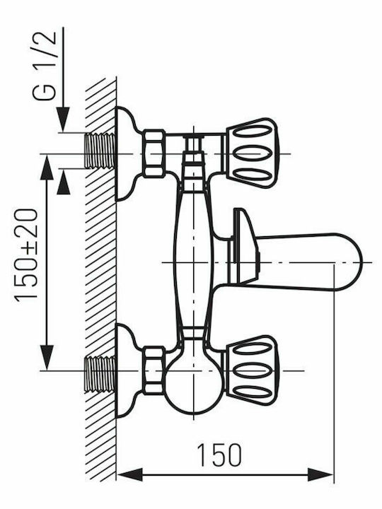 Ferro Standard Mixing Bathtub Shower Faucet Complete Set Silver