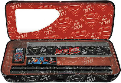 Graffiti Superman Pencil Case Full Metal with 1 Compartment Black