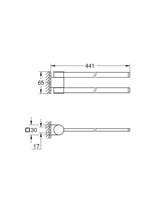 Grohe Selection Ράγα Μπάνιου Διπλή Επιτοίχια με Βίδες ​44x44cm Ασημί