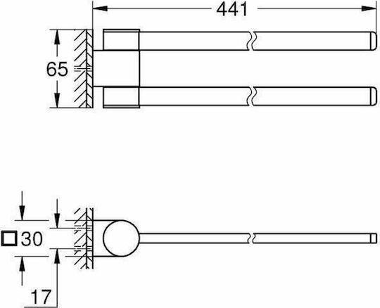 Grohe Selection Double Wall-Mounted Bathroom Rail ​44x44cm Silver