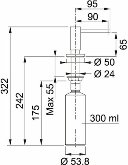 Franke Planar Εντοιχιζόμενο Dispenser για την Κουζίνα Μεταλλικό Λευκό 300ml Franke Planar Εντοιχιζόμενο Dispenser για την Κουζίνα Μεταλλικό Λευκό 300ml