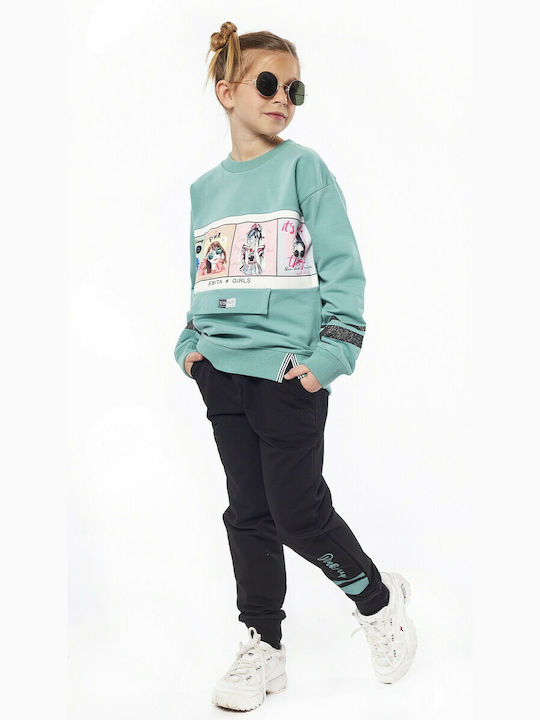 Εβίτα Kids Sweatpants Set Turquoise 2pcs