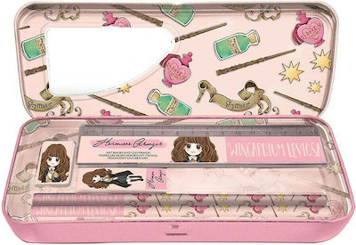 Graffiti Hermione Pencil Case Metal with 1 Compartment Pink