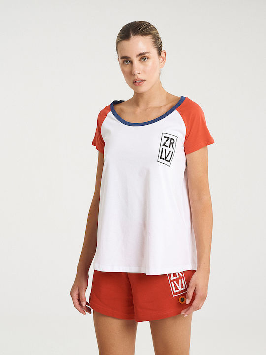 Γυναικείο T-shirt Pure White/Fiery Red
