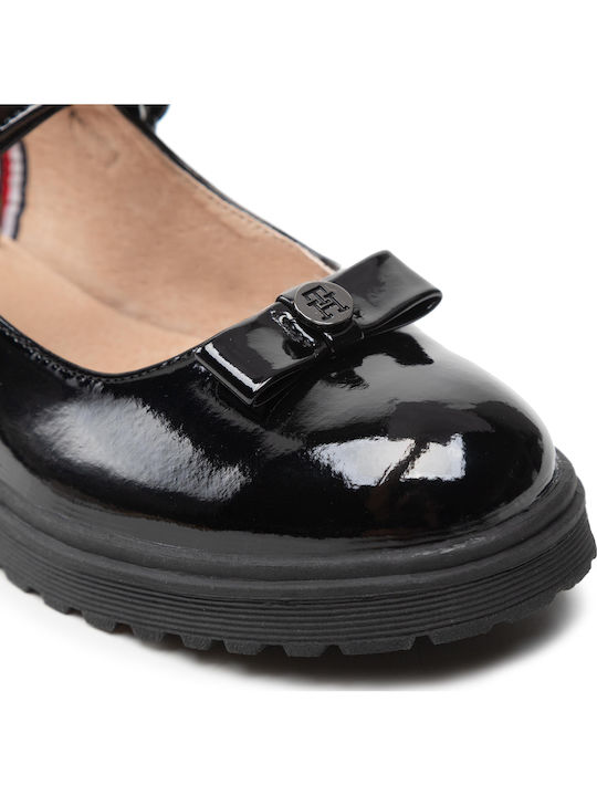 Παιδικές Μπαλαρίνες mit Bügel- und Schleifenverschluss Lackleder Schwarz