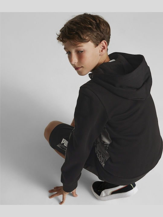 Athletic Kids Sweatshirt Cardigan Fleece with Hood Gray Alpha