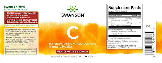 Swanson Vitamin C Complex Vitamin for Immune System Boost, the Skin & Antioxidant Action 500mg 60 veg. caps