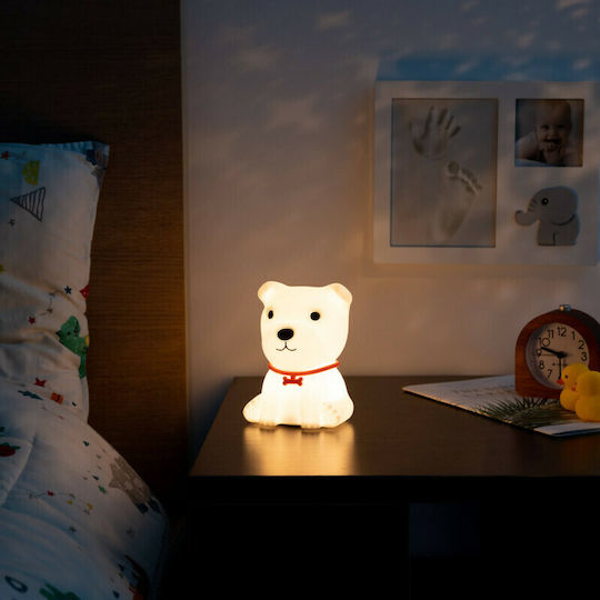 Navaris Lumini LED Lampă decorativă pentru copii Atingere Sitting Dog cu Schimbări de Culori Alb