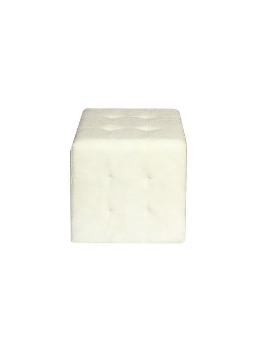 Σκαμπό Σαλονιού Επενδυμένο με Δερματίνη Cony Λευκό 37x37x42εκ.