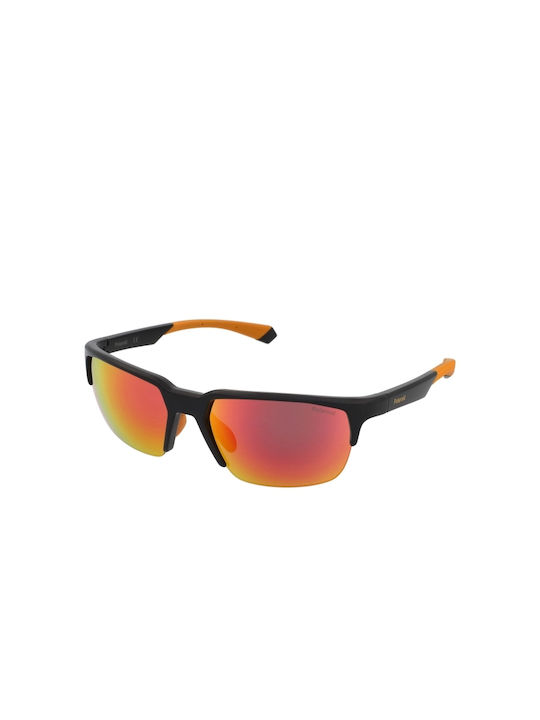 Polaroid Men's Sunglasses with Black Plastic Frame and Orange Polarized Lens PLD7041/S 71C/OZ