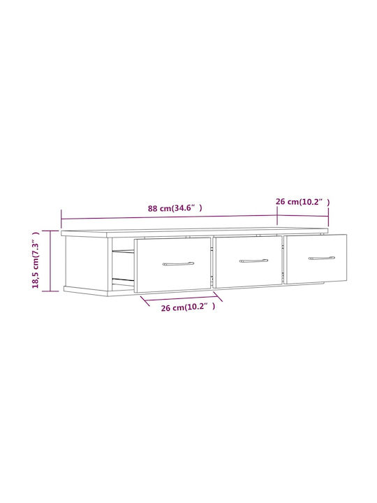 Cabinet Wall Brown Oak 88x26x18.5cm