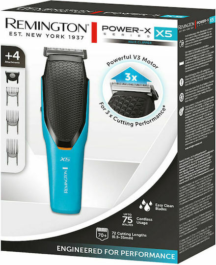 Remington Power X Series X5 Επαναφορτιζόμενη Κουρευτική Μηχανή Black/Blue HC5000