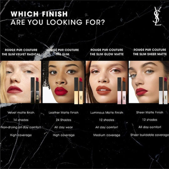 Ysl Rouge Pur Couture The Slim Glow Matte Κραγιόν Matte 213 No Taboo Chili 2.2gr