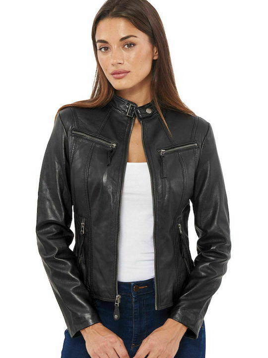 NEPHELE SHEEP BLACK - AUTHENTIC WOMEN'S BLACK LEATHER JACKET