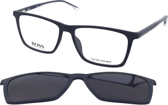 Hugo Boss Clip On Мъжки Пластмасов Рамка за Очила с Clip On Тъмносиня BOSS1151/CS FLL/KU