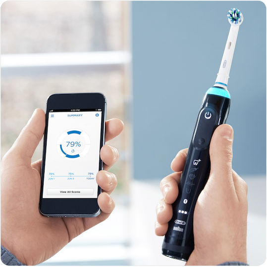Oral-B Genius 10000N Periuță de dinți electrică cu Temporizator, Senzor de Presiune și Husă de Călătorie Neagră