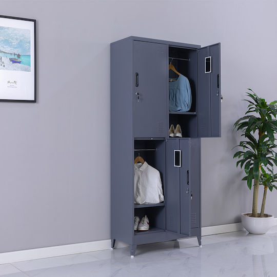 Locker Metal with 4 Cabinets Anthracite Checkmate 90x45x190cm