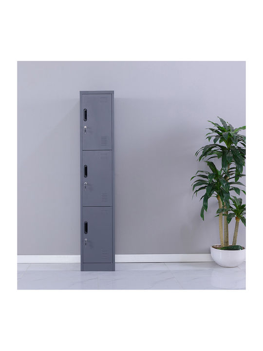 Dulap Metalic cu 3 Dulapuri Antracit Checkmate 38x45x180cm