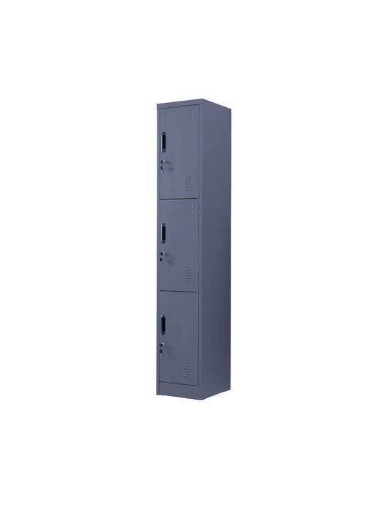 Dulap Metalic cu 3 Dulapuri Antracit Checkmate 38x45x180cm