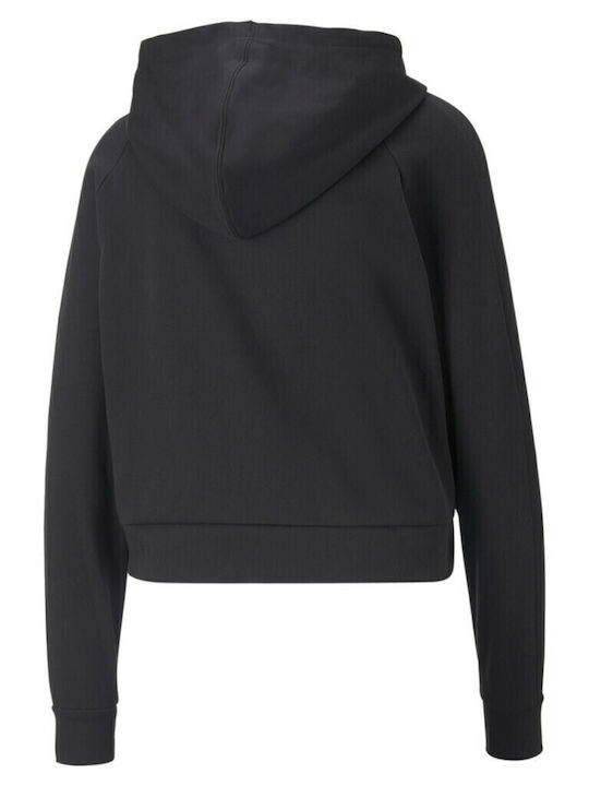 Modern Sports Cropped Γυναικείο Φούτερ με Κουκούλα Μαύρο