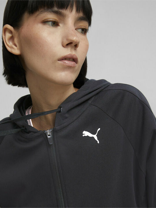 Modern Sports Cropped Γυναικείο Φούτερ με Κουκούλα Μαύρο