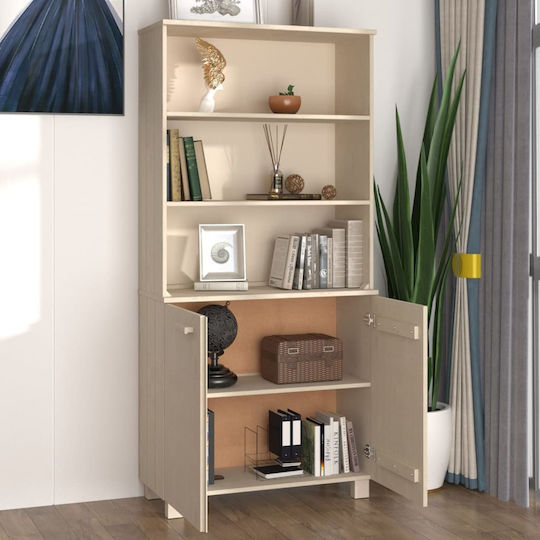 Office Cabinet Made of Solid Wood Brown Honey 85x35x180cm