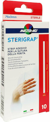 Master Aid Αποστειρωμένα Αυτοκόλλητα Επιθέματα Sterigrap 75x3mm 10τμχ