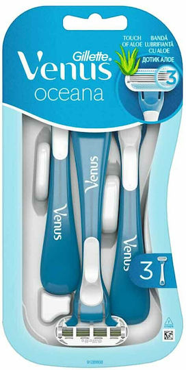 Venus Oceana Razoare pentru corp de unică folosință cu 3 lame și bandă lubrifiantă 3buc