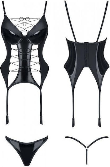 Demoniq Ruth Κορμάκι Corset with Lacing Μαύρο