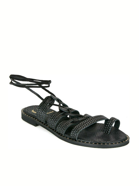 Hera Sandals Handmade Leather Women's Sandals with Ankle Strap Black