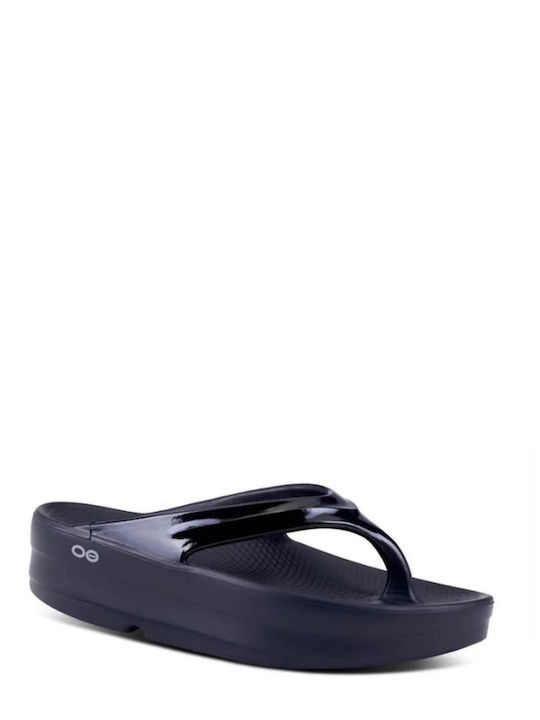 Oofos Oomega 1410 Women's Platform Flip Flops Black