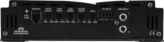 Renegade Car Audio RXA 800 Ενισχυτής Αυτοκινήτου 1 Καναλιού (Κλάση D)