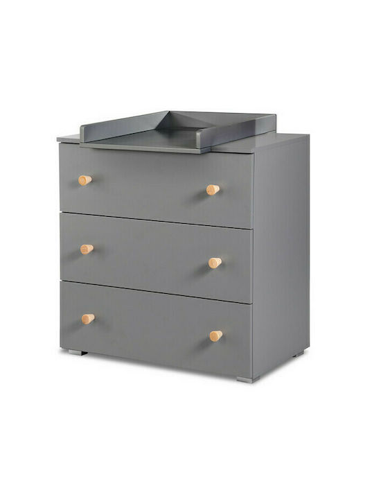 Pauline Baby Dresser with 3 Drawers Gray 80x48x81cm