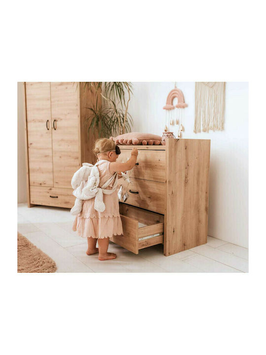 Amelia Baby Kommode mit 3 Schubladen Beige 84x46x87cm