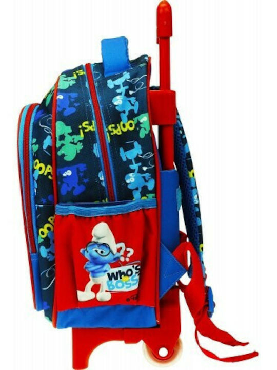 Gim Smurfs With Me Ghiozdan Școlar Troler Grădinița Cu Husă Pentru Sticlă De Apă Multicolor 12 Litri 25 X 30 X 15 Cm