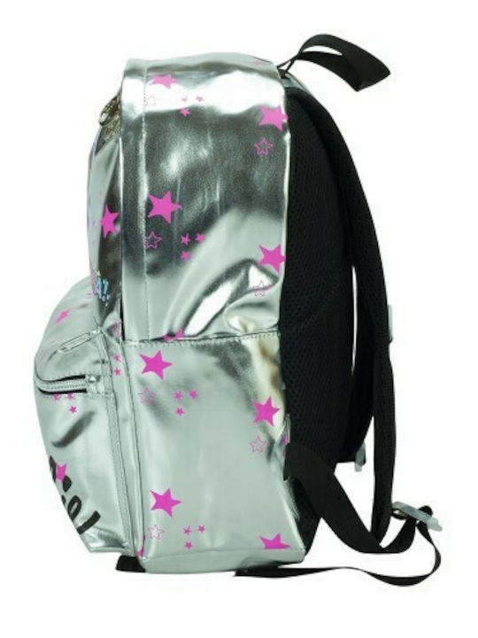 Gim Barbie Silver Metallics School Bag Backpack Elementary, Elementary Silver with Water Bottle Holder 25Liters