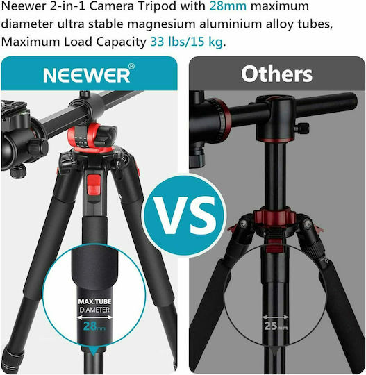 Neewer Camera Tripod 360 Degree Rotatable Center Aluminum With Spherical Head Up To 184cm And Load Capacity 15kg