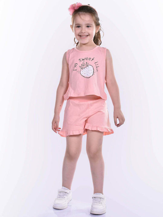 Nek Kids Wear Kids Set with Shorts Summer 2pcs Pink