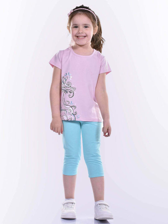 Nek Kids Wear Kids Set with Leggings Summer 2pcs Pink