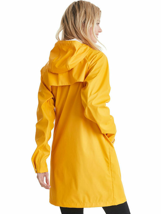 ICHI Tazi Women's Long Lifestyle Jacket Waterproof for Winter with Hood Yellow