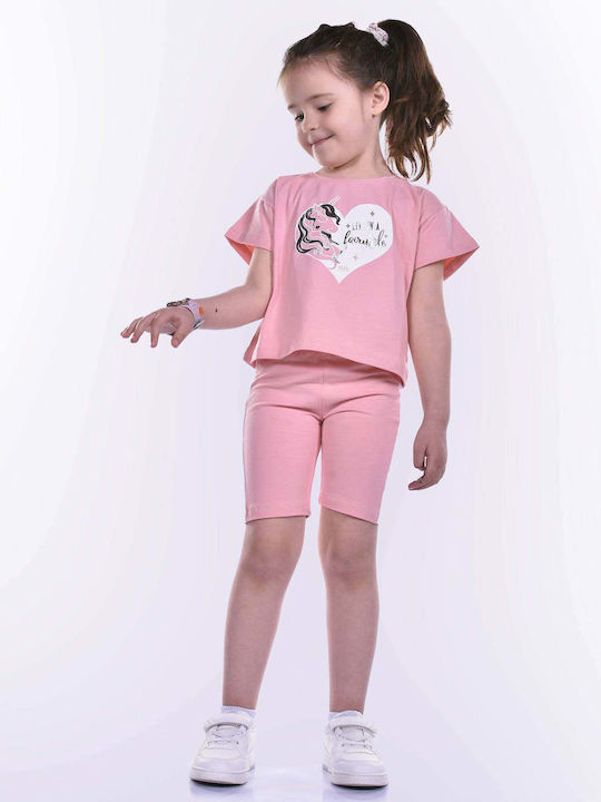 Nek Kids Wear Kids Set with Leggings Summer 2pcs Pink